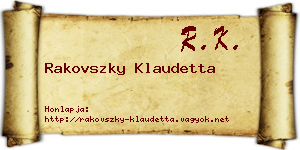 Rakovszky Klaudetta névjegykártya